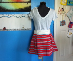 Finished Red Striped A-line Skirt