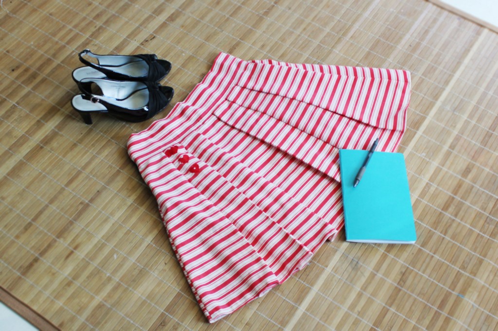 Striped Sailor/Candycane/Ulzzang Style Aline Skirt with Red Hearts